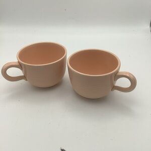 Two Vintage Fransiscan Peach Ceramic Coffee Mugs